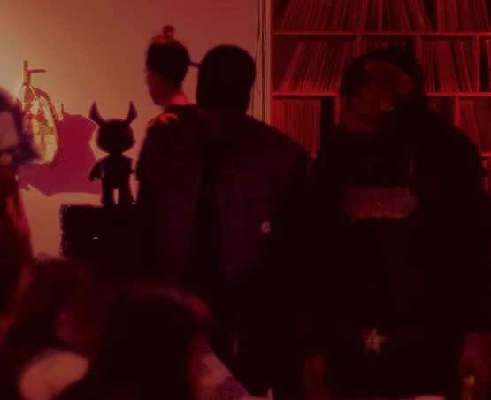 Madclub gathering bathed in red light